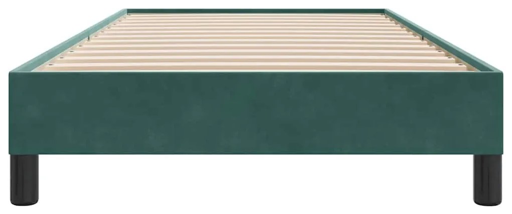 Box Cama de Molas sem Colchão Verde Escuro 100x210 cm Veludo