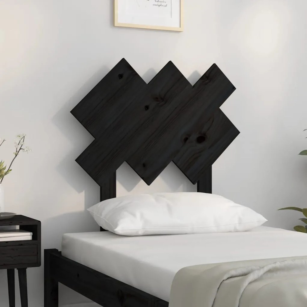 Cabeceira de cama 72,5x3x81 cm pinho maciço preto