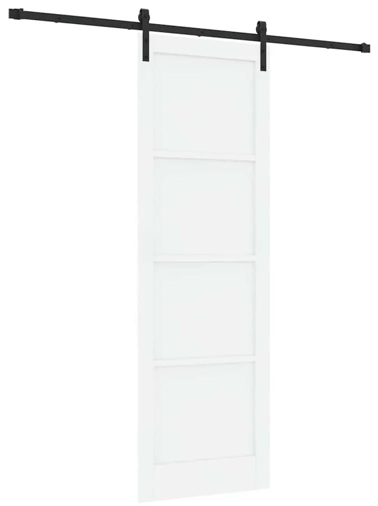 Porta Deslizante com Conjunto de Ferragem Branca 78x232 cm Madeira Sól