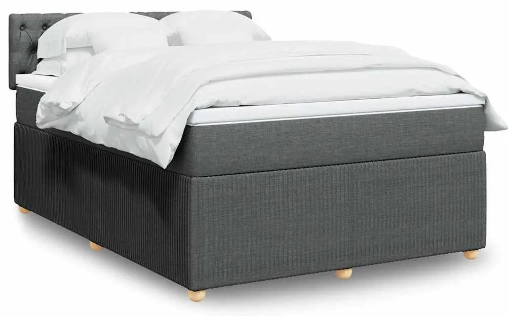 vidaXL Cama com molas/colchão 160x200 cm tecido cinzento-escuro