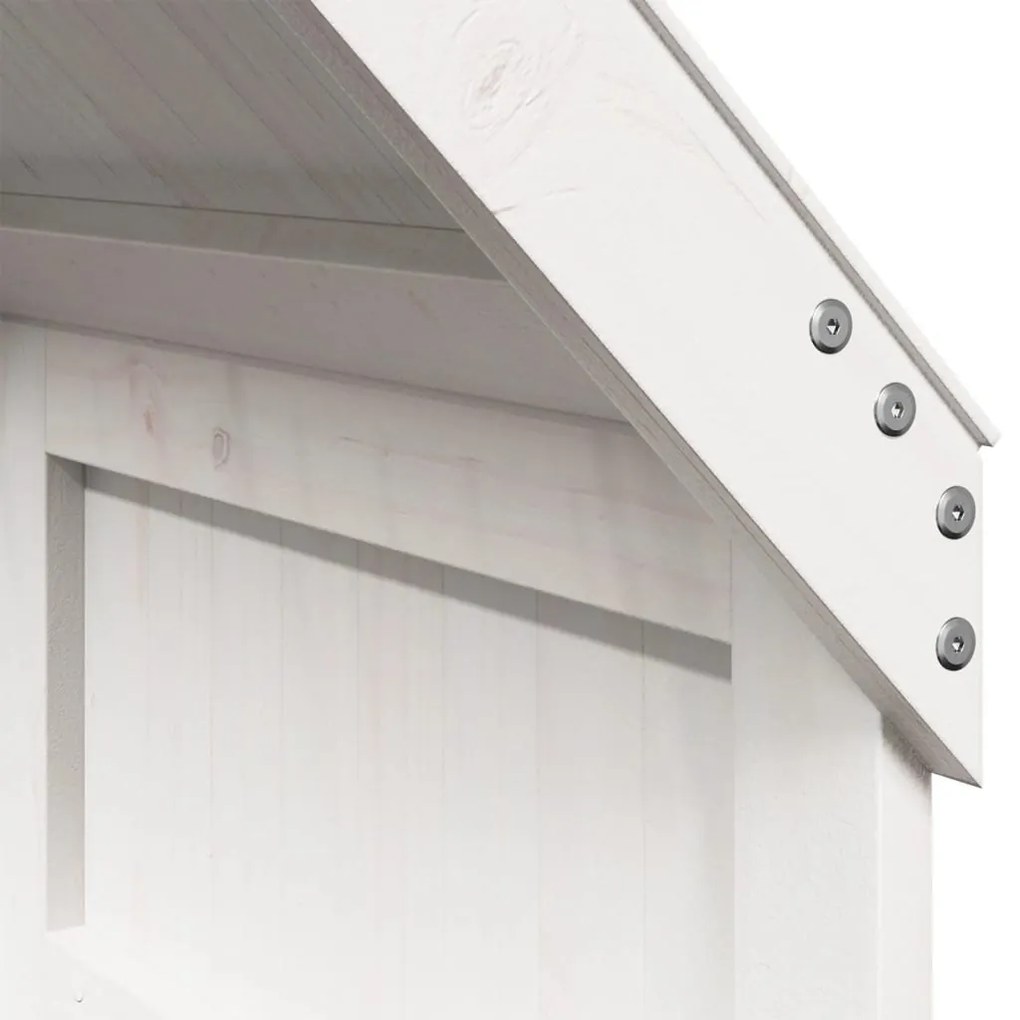 Cama alta c/ escada e telhado 90x190 cm pinho maciço branco