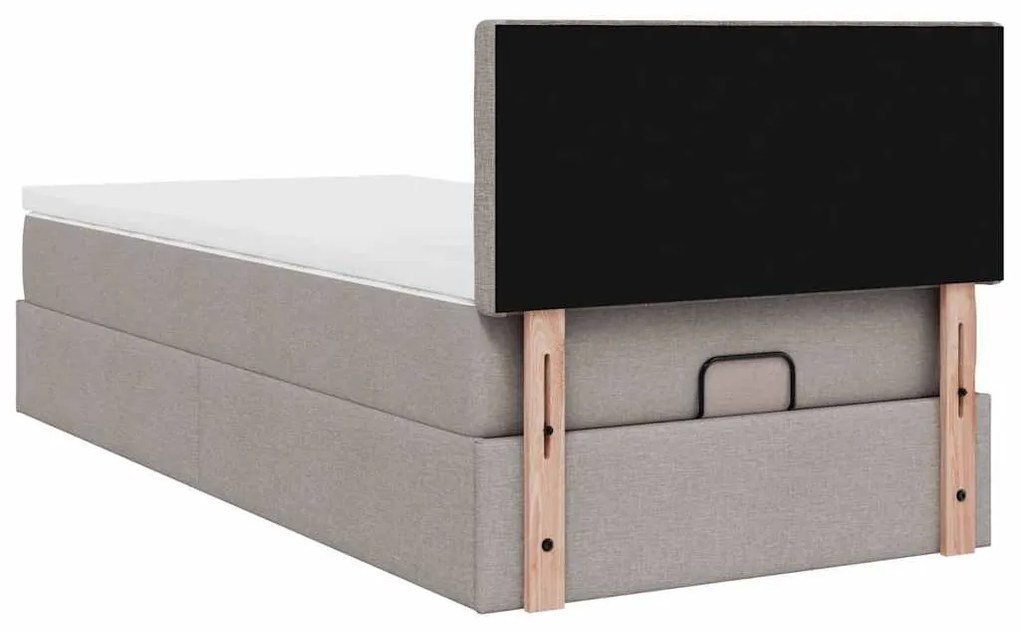 Cama otomana com colchão 100x200 cm tecido cinza