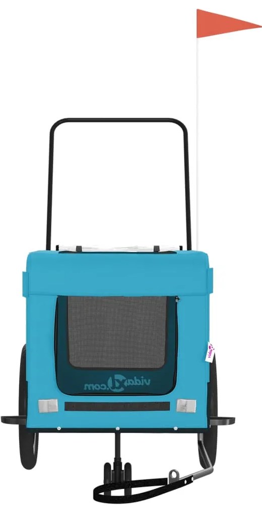 Reboque de bicicleta p/ animais tecido oxford/ferro azul/preto