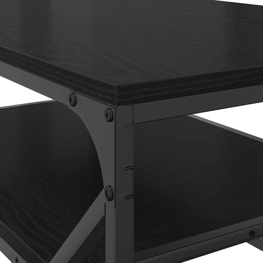 mesa de centro com prateleira Carvalho Preto 90x50x40 cm Madeira Engen