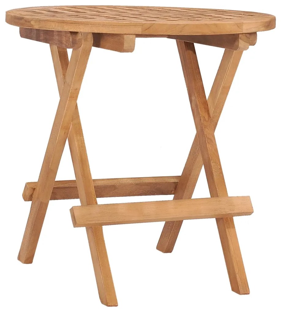 3 pcs conjunto jantar dobrável p/ exterior madeira teca maciça