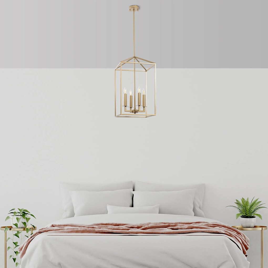 Candeeiro de Teto Till – Dourado – 35 x 35 x 107 cm