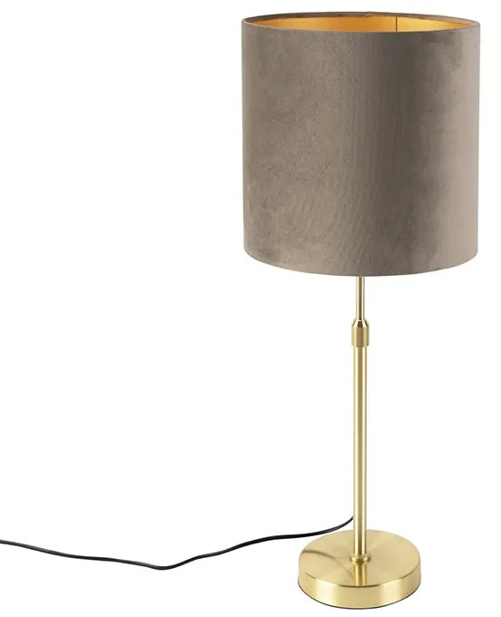 LED Candeeiro de mesa inteligente dourado com cúpula em veludo castanho 25 cm incl. Wifi A60 - Parte Country / Rústico