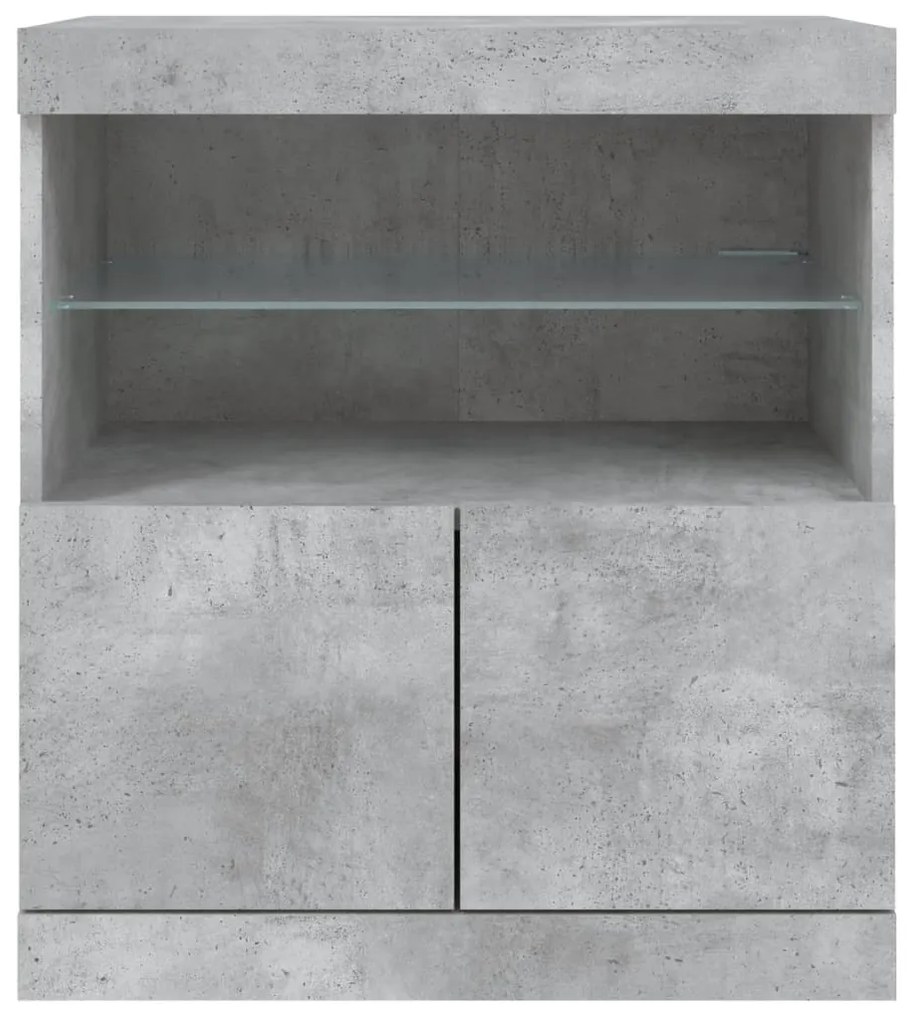Aparador com luzes LED 60x37x67 cm cinzento cimento