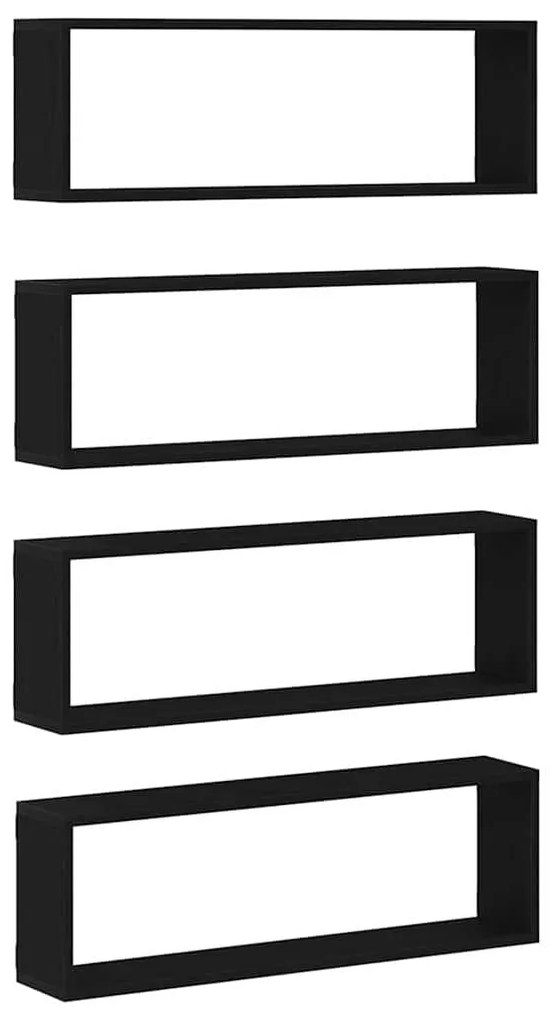 Prateleiras de Parede vidaXL 4 pcs Carvalho Preto 80x15x26 cm Madeira