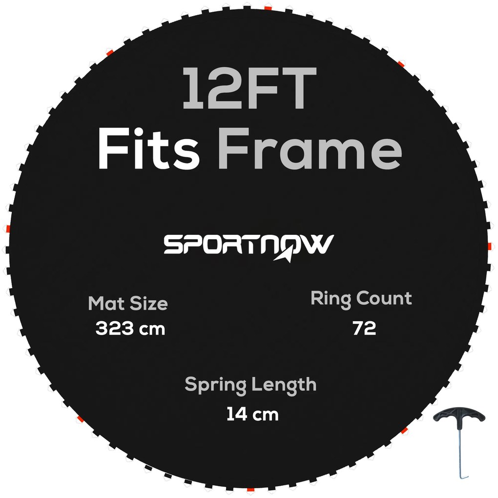 SPORTNOW Tapete de Substituição para Trampolim Redondo Ø323 cm Tapete para Trampolim de 12 Pés Anti-UV Preto