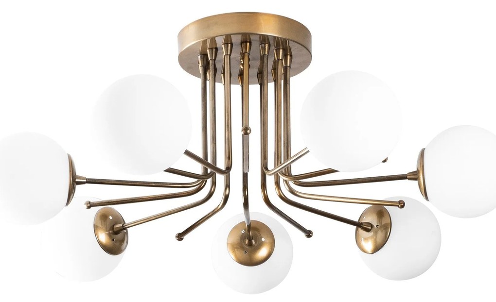Chandelier Daisy – Dourado e Branco – 90 x 90 cm