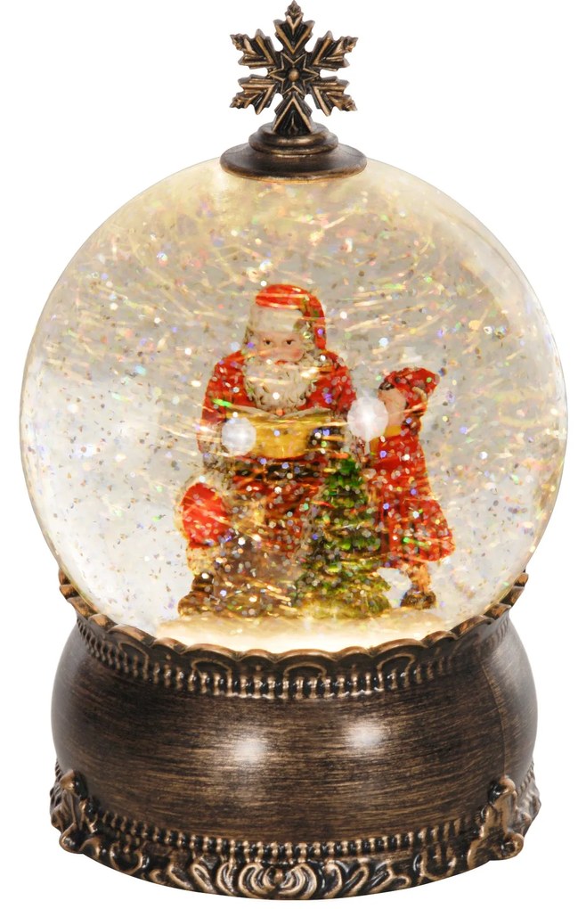 Bola de Neve com Música e Luzes Globo de Neve com Cena de Pai Natal e