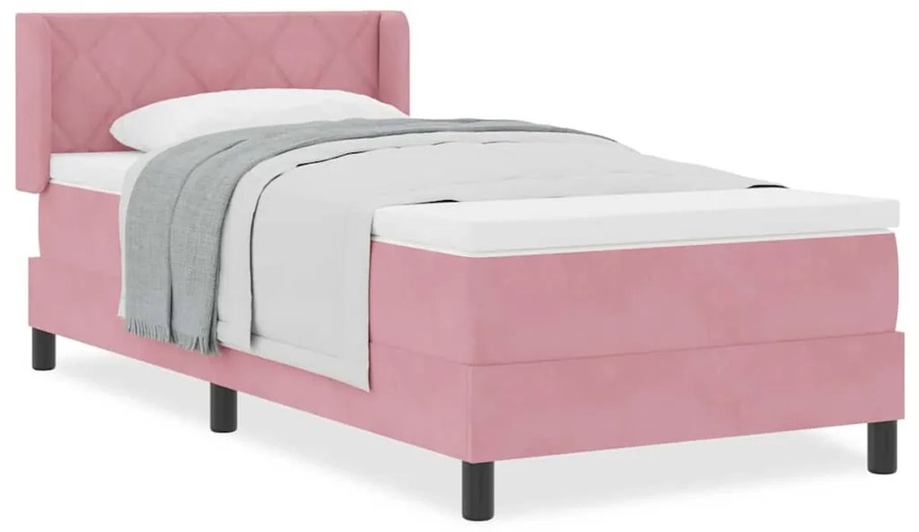 Cama Box Spring vidaXL com Colchão Rosa 90x190 cm Veludo