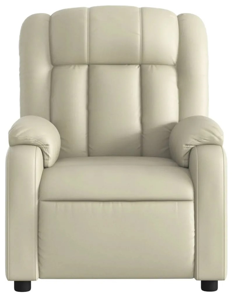 Poltrona reclinável elétrica couro artificial cor creme