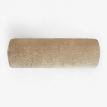 Cilindro Almofada 20x60 Cm Em Veludo Lesoto Veludo Castanho Latte - Sklum
