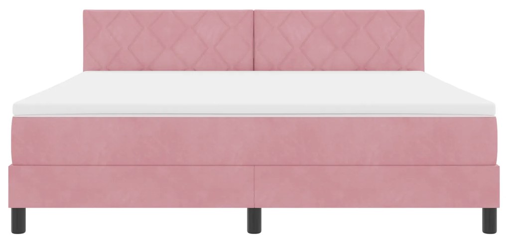 Cama Box Spring com Colchão Rosa Super King Veludo