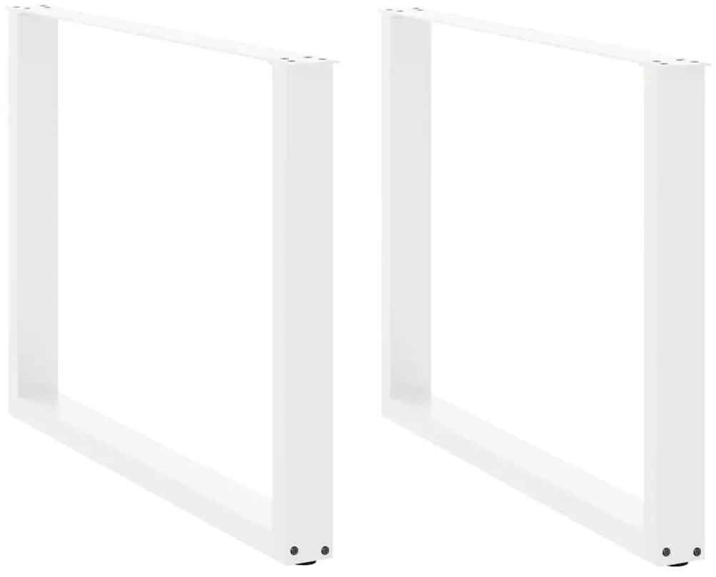 Pés de mesa de jantar em forma de U, 2 peças, branco, 100x (72-73) cm,