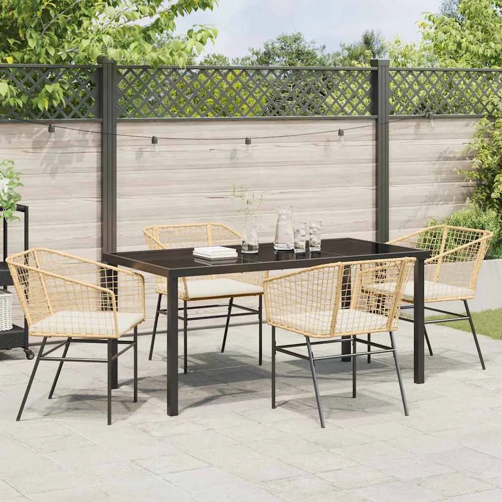 Conjunto de Jantar de Jardim com 5 Peças e Almofadas de Rattan sintéti