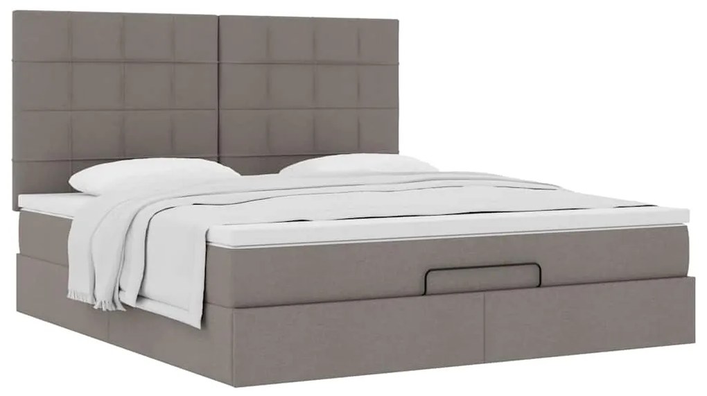 Estrutura de cama otomana com colchão tecido cinzento 160x200cm