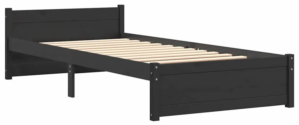 Estrutura de cama 90x200 cm madeira maciça preto