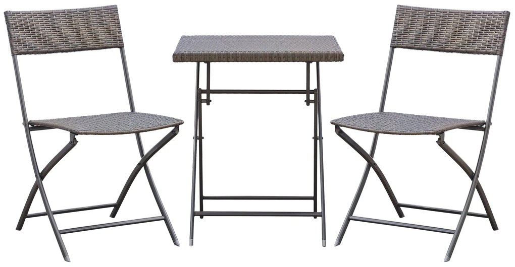Conjunto de Jardim de Vime 3 peças Dobráveis Jogo de Mesa 60x60x72cm e