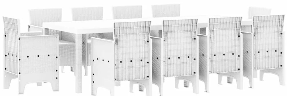 Conjunto de Jantar para Jardim 11 pcs Branco 250 x 100 x 73 cm