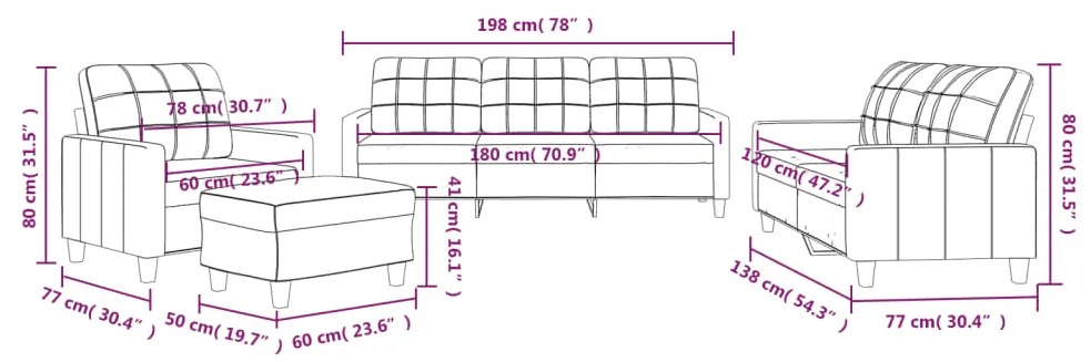 4 pcs conjunto de sofás c/ almofadões couro artificial cinzento