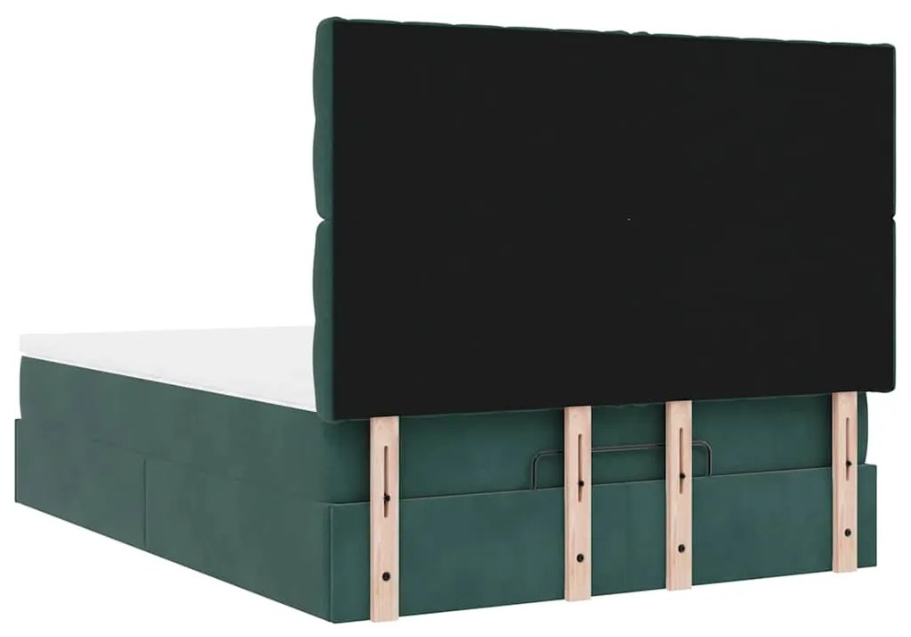 Estrutura cama otomana colchões 140x200 cm veludo verde escuro