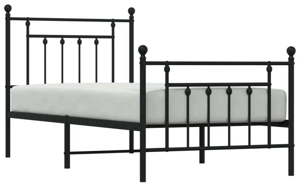 Estrutura de cama com cabeceira e pés 90x190 cm metal preto