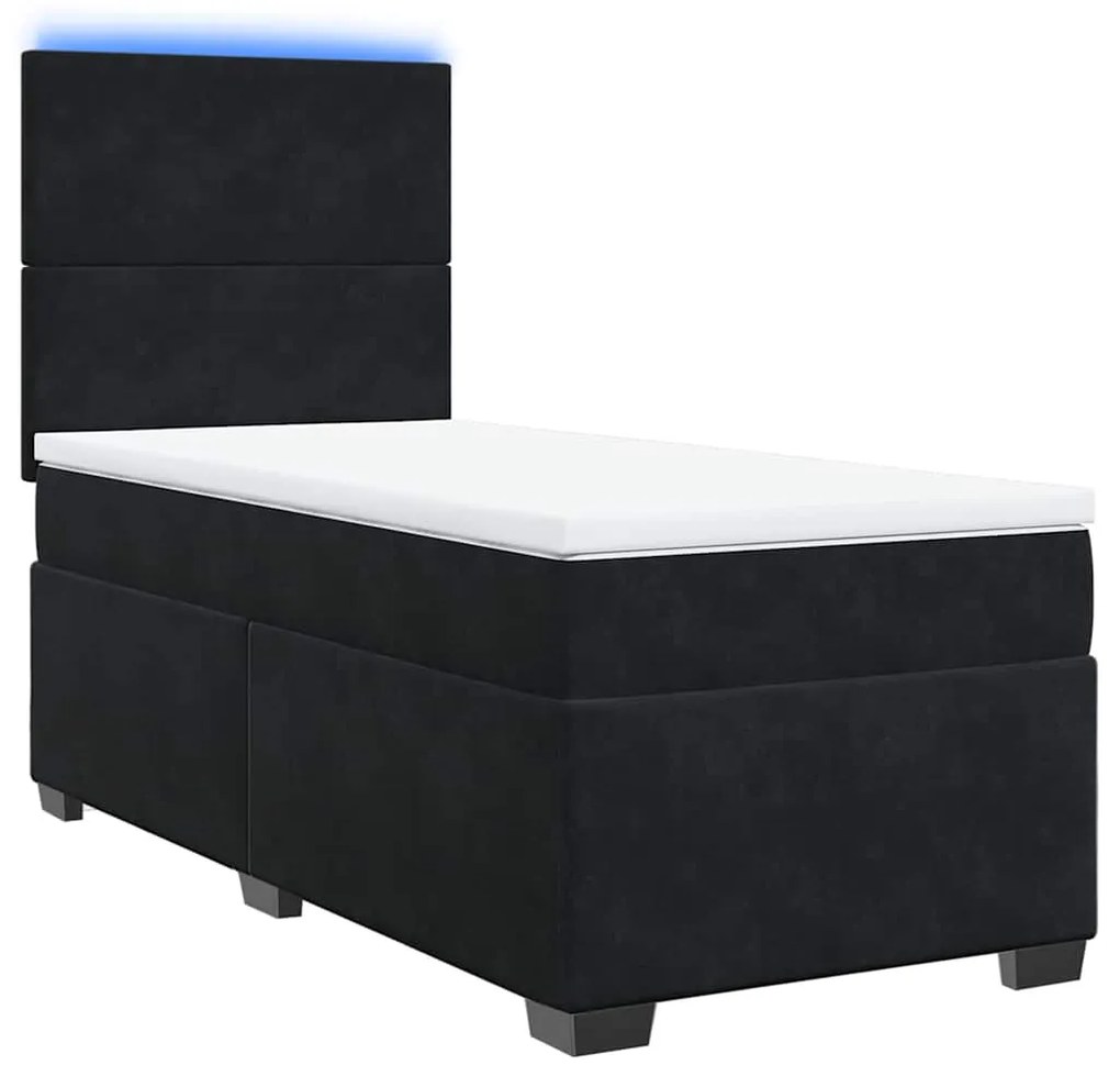 Cama com molas/colchão 100x200 cm veludo preto