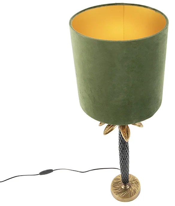 Candeeiro de mesa Art Déco com abajur de veludo verde 25 cm - Areka Art Deco