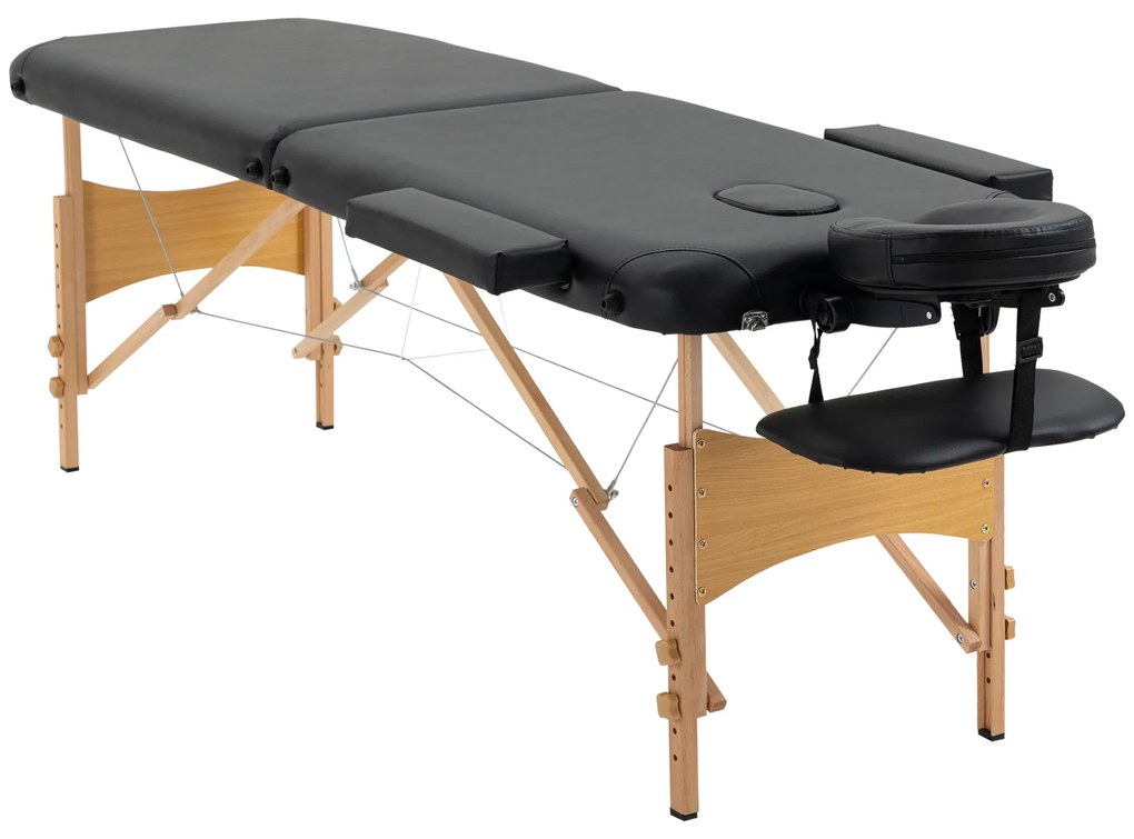 HOMCOM Marquesa de Massagem Dobrável Marquesa com Altura Ajustável 61-88 cm Desenho Ergonómico Fácil de Transportar 185x60 cm Preto | Aosom Portugal