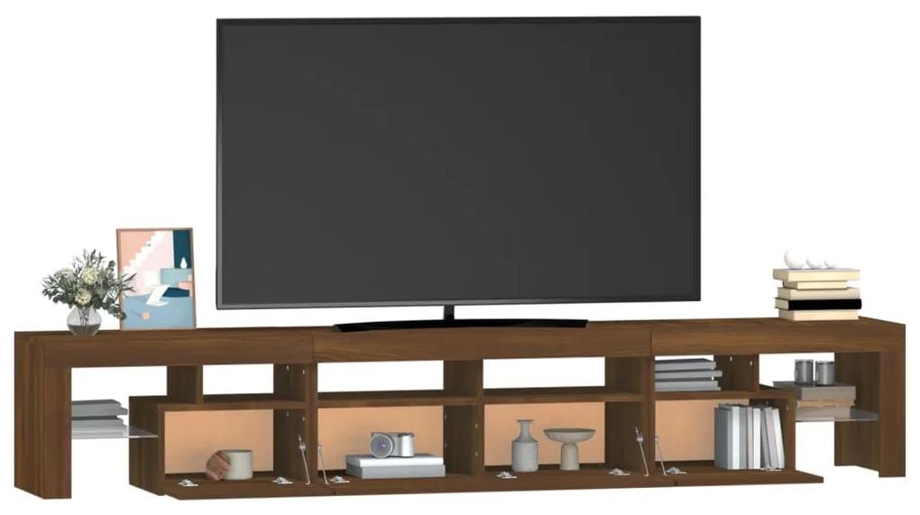 Móvel de TV com luzes LED 230x36,5x40 cm cor carvalho castanho