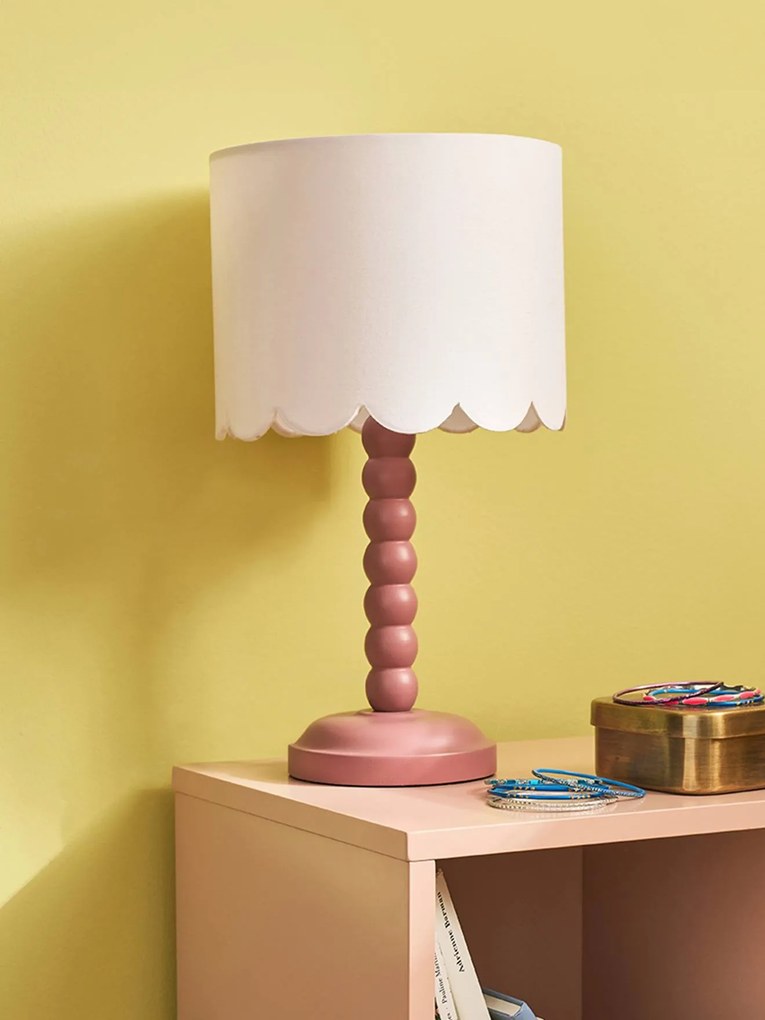 Candeeiro de mesa com detalhes em festão, para criança rosa escuro