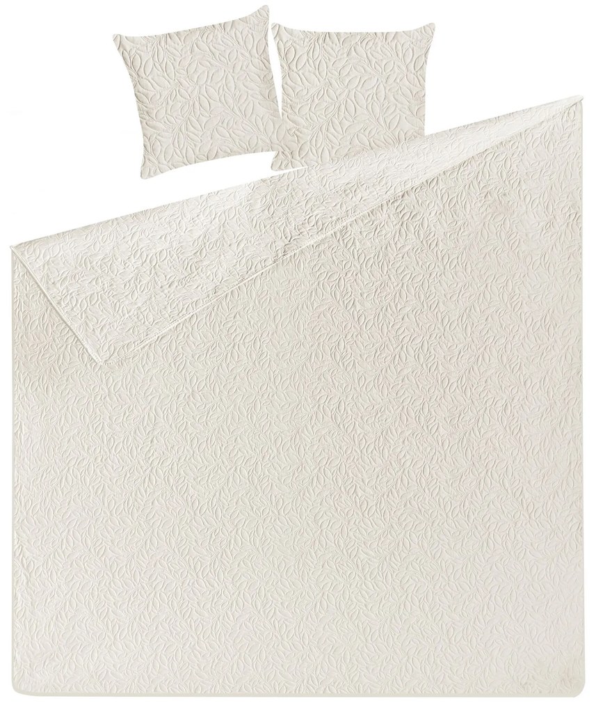 Colcha com relevo e duas almofadas creme 200 x 220 cm RUDKHAN Beliani