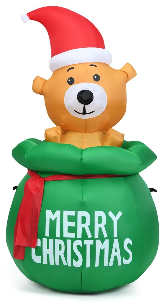Urso de Natal 1,5 m  Insuflável Decoração de Natal Insuflável com material impermeável Ideal para Jardim Lojas