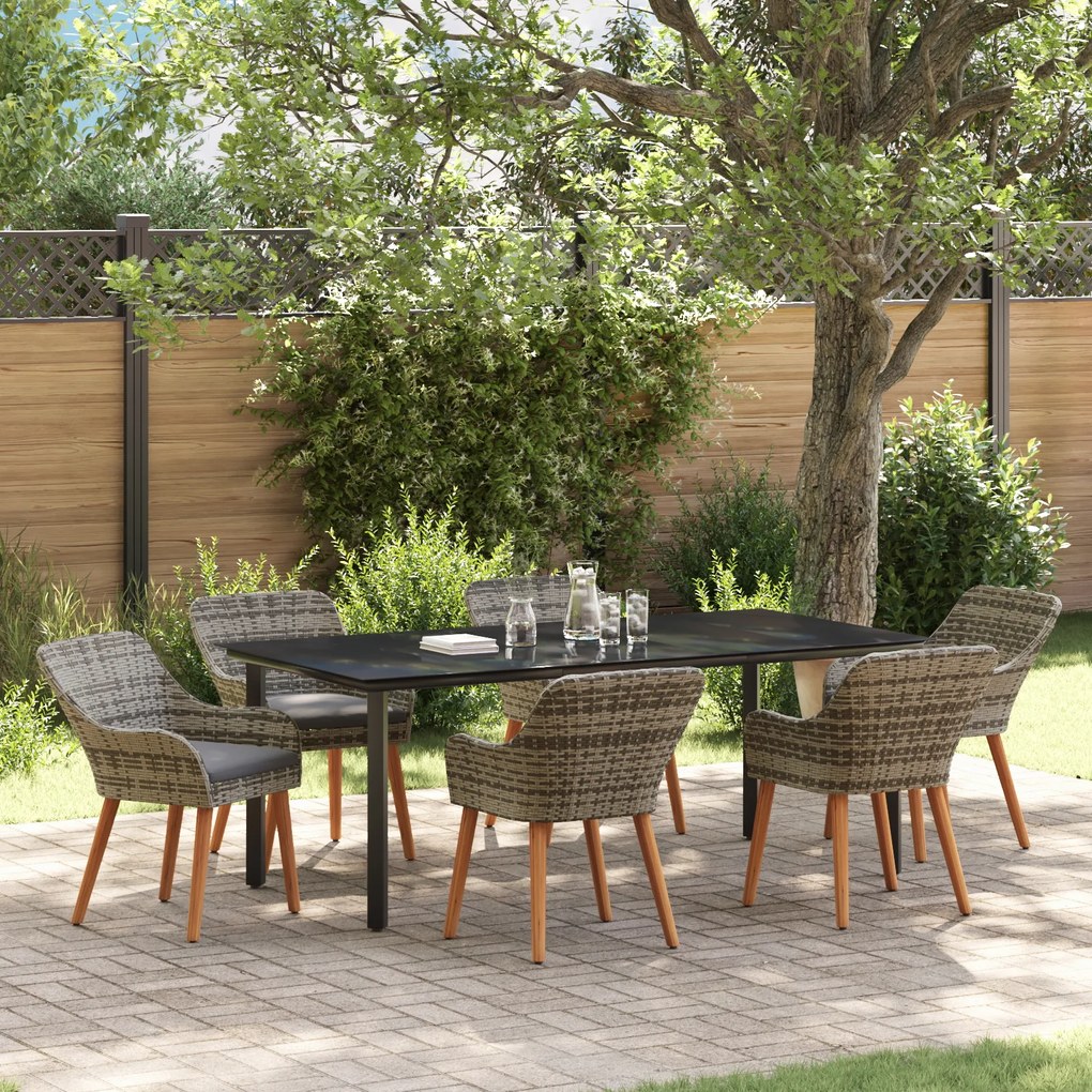 vidaXL Conjunto de Jantar de Jardim de 7 Peças Cinza em Vime PE