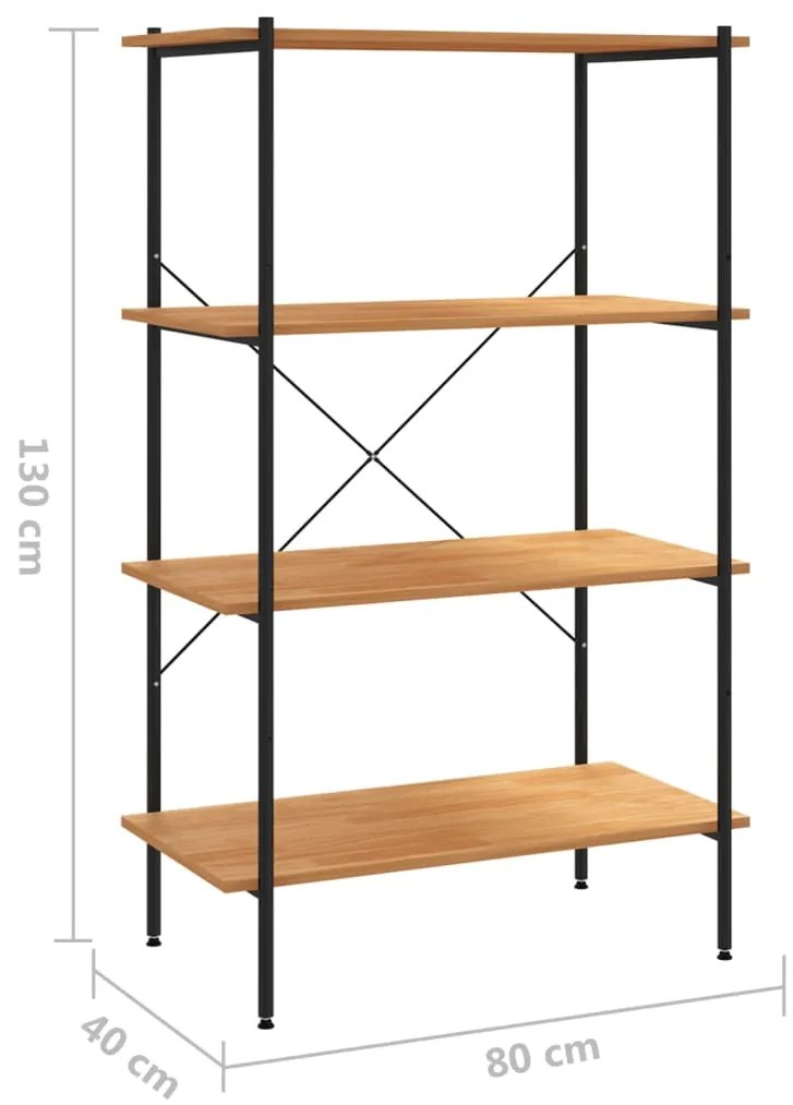 Unidade com 4 prateleiras 80x40x130 cm preto/cor de carvalho
