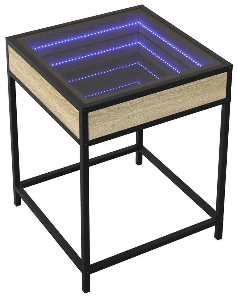 Mesa de cabeceira c/ LED Infinity 40x40x51 cm carvalho sonoma