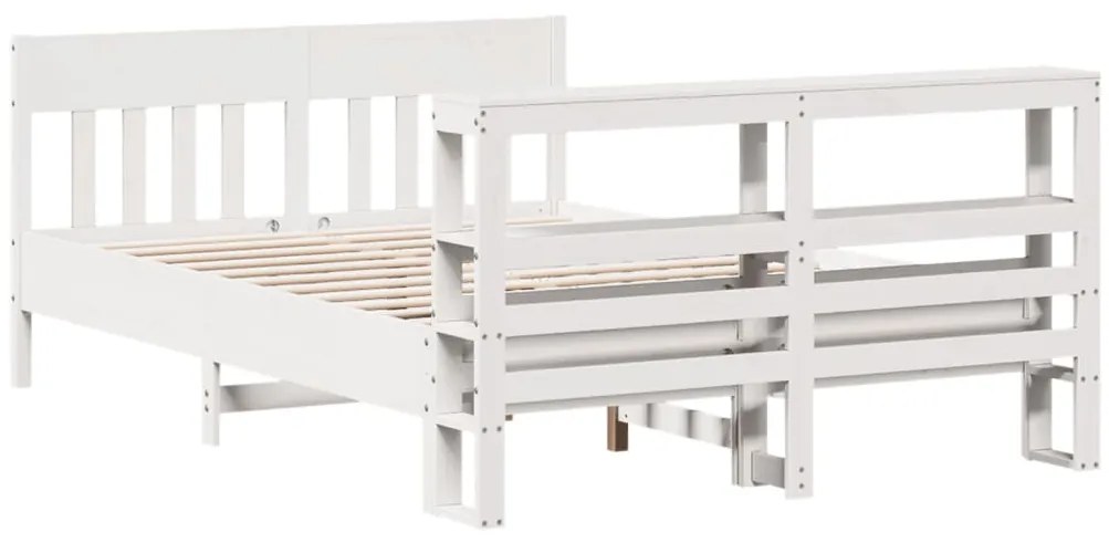 Cama sem colchão 140x190 cm madeira de pinho maciça branco