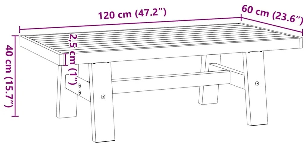 Mesa de centro NOAIN pernas em forma de A 120x60x40 cm