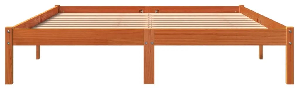 Cama sem colchão 160x200 cm madeira pinho maciço castanho-mel