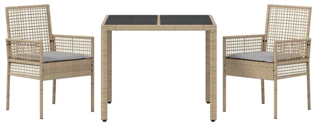 Conjunto de Jantar para Jardim 3 pcs Bege 90 x 90 x 75 cm