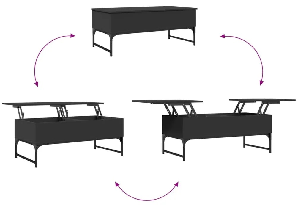 Mesa de centro 100x50x40 cm derivados de madeira/metal preto