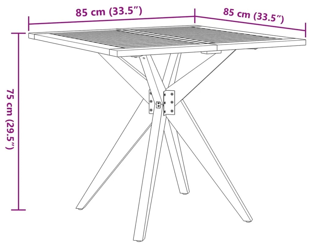 Mesa de jardim quadrada 85x85x75 cm madeira de acácia maciça