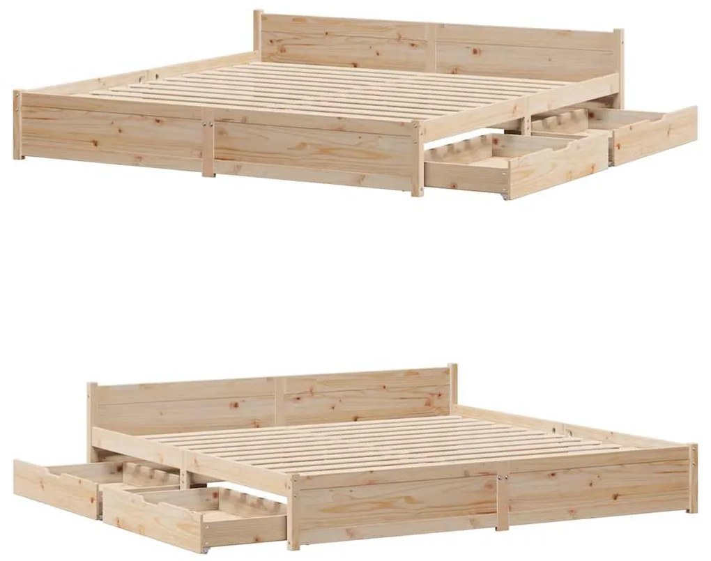 Cama sem colchão 200x200 cm madeira de pinho maciça