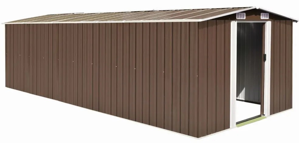 Abrigo de jardim 257x580x181 cm metal castanho