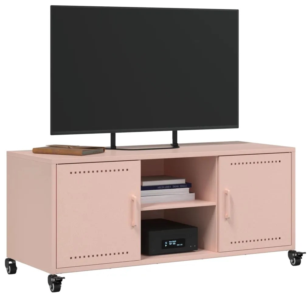 Móvel de TV 100,5x39x43,5 cm aço laminado a frio rosa