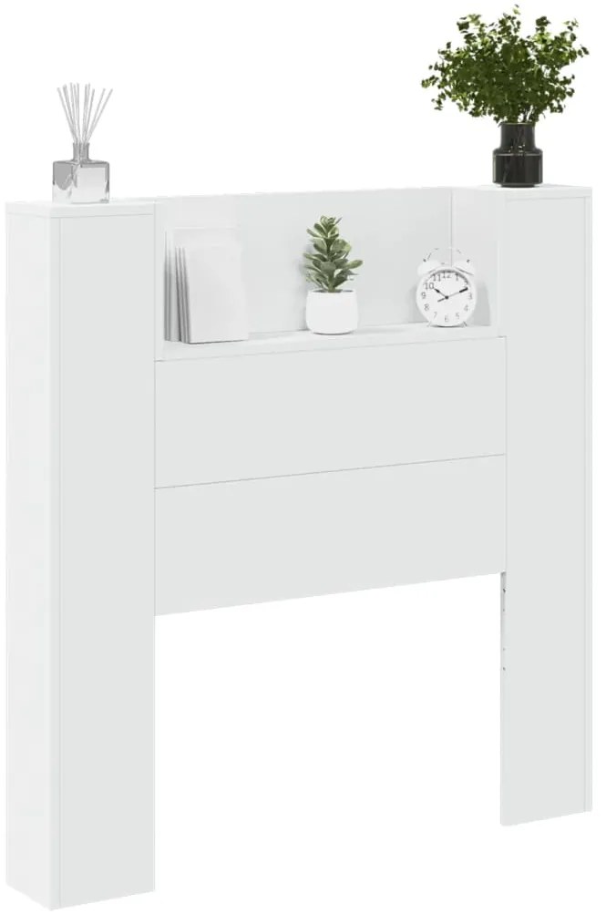Armário de cabeceira com luzes LED 100x16,5x103,5 cm branco