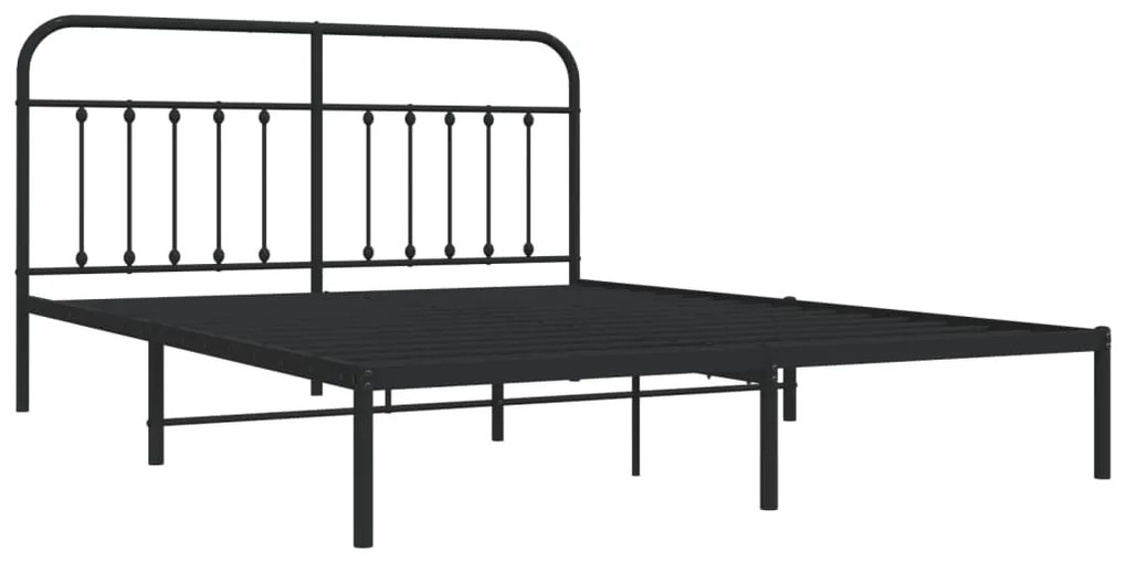 Estrutura de cama em metal com cabeceira 180x200 cm preto